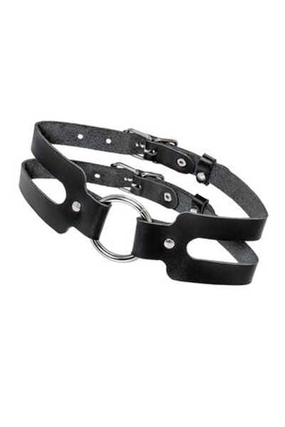 Черный кожаный чокер-ошейник из двух ремешков