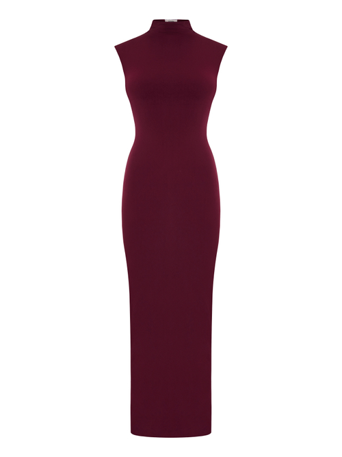 Платье-макси с кап-рукавом масло