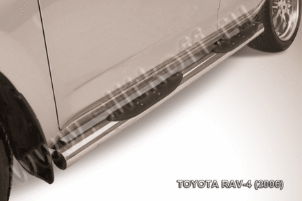 Пороги из нержавейки Toyota Rav-4 (2005-2010) d76 с проступями