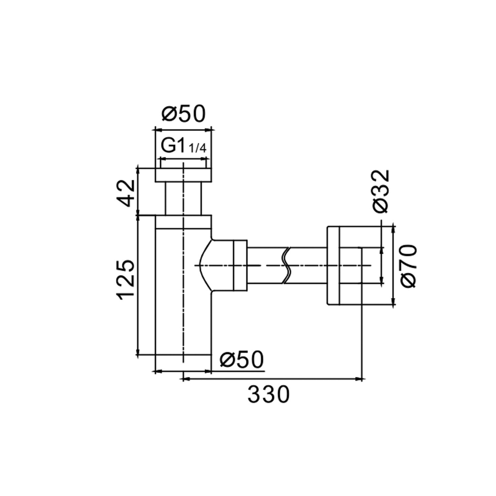 Сифон комбинированный хром без вып. бок. F82