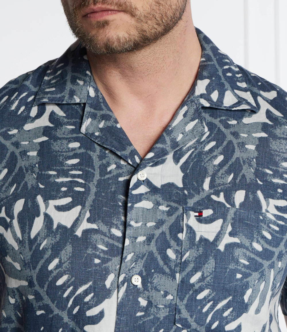 Льняная рубашка W-DIFFUSED FOLIAGE Tommy Hilfiger - голубой(MW0MW34580)