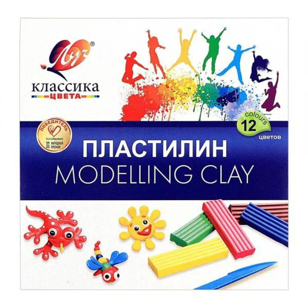 Пластилин 12цв 240гр. Классика, со стеком, карт.упак.