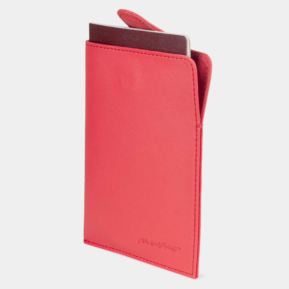 Обложка-кармашек для паспорта London из кожи теленка, красного цвета