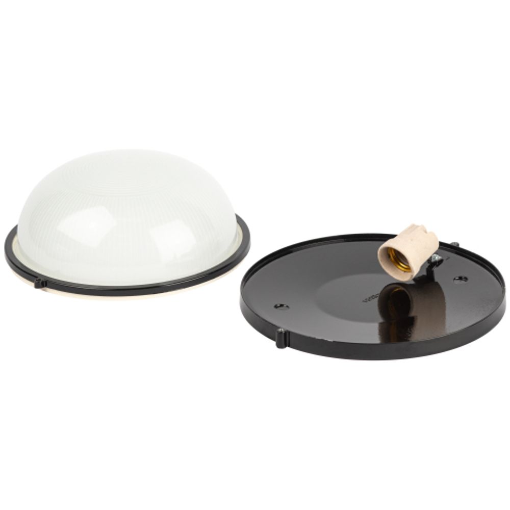 Светильник ЭРА НБП 03-100-001 Акватермо алюминий/стекло IP54 E27 max 100Вт D240 круглый черный | Светильники ЖКХ IP54