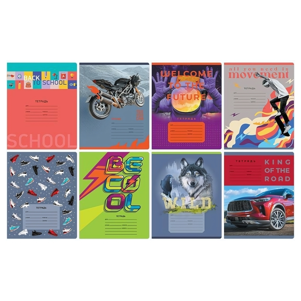Тетрадь школьная А5 12л линия "Mix-8. Мальчики" эконом (BG) микс цветов (комплект 5 шт)