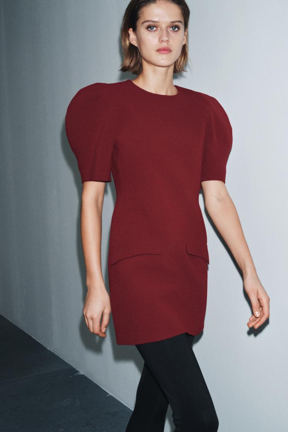 ZARA КОРОТКОЕ ПЛАТЬЕ — ZW COLLECTION, ГРАНАТОВЫЙ