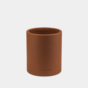 Подставка для ручек кожаная коричневого цвета