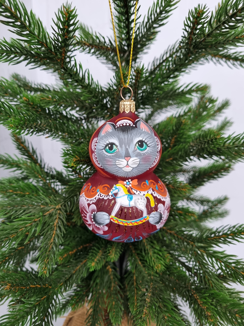 Кошечка Машка стеклянная игрушка