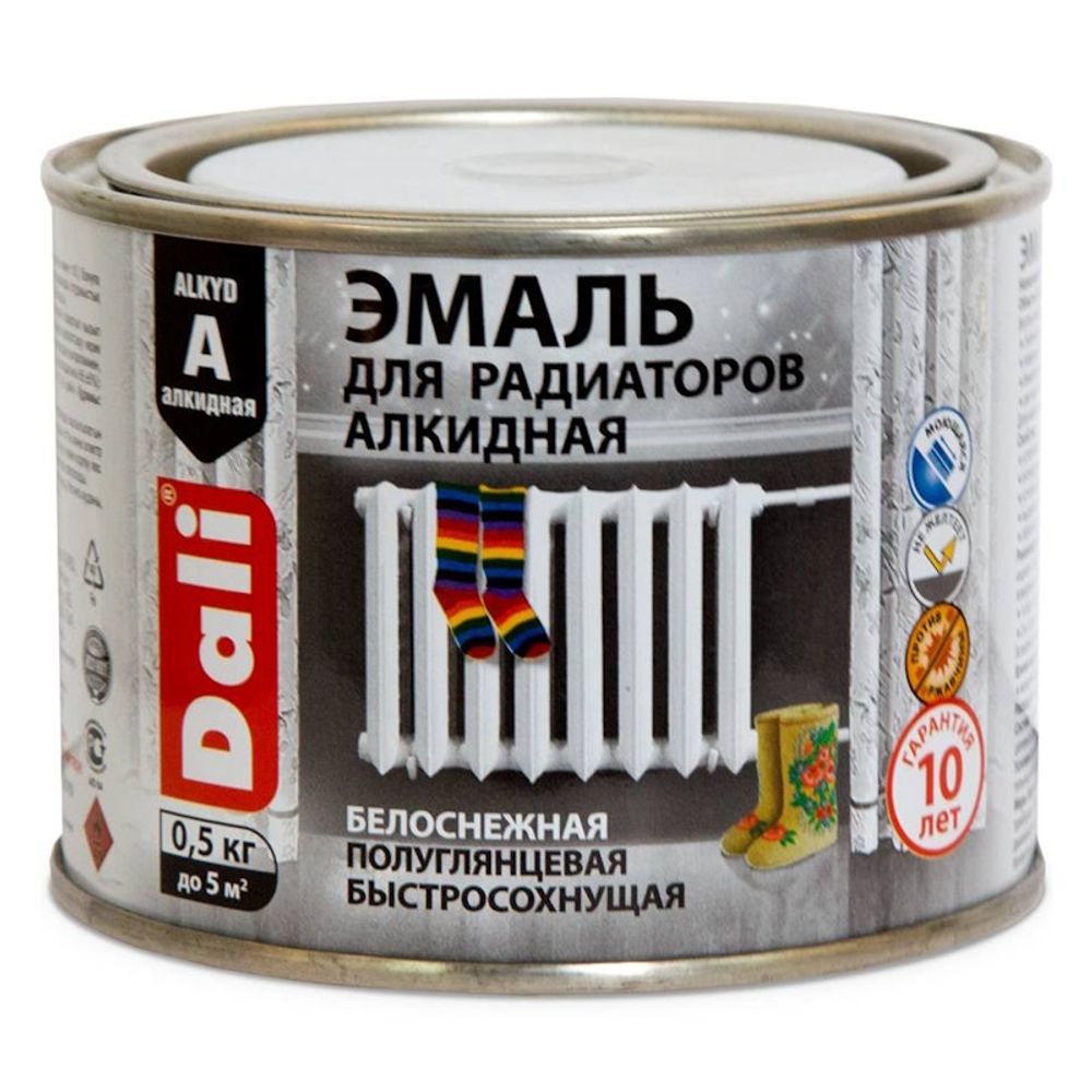 Эмаль д/радиаторов  DALI  алкидная полуглянц. 0,5кг (Рогнеда)