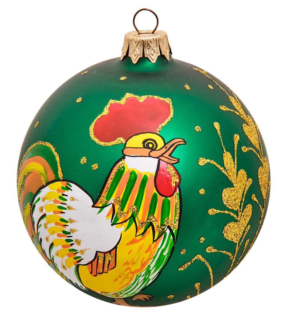 Элита НФШ-1521 Ел.украшение Шар «Петушок» зеленый 95 мм