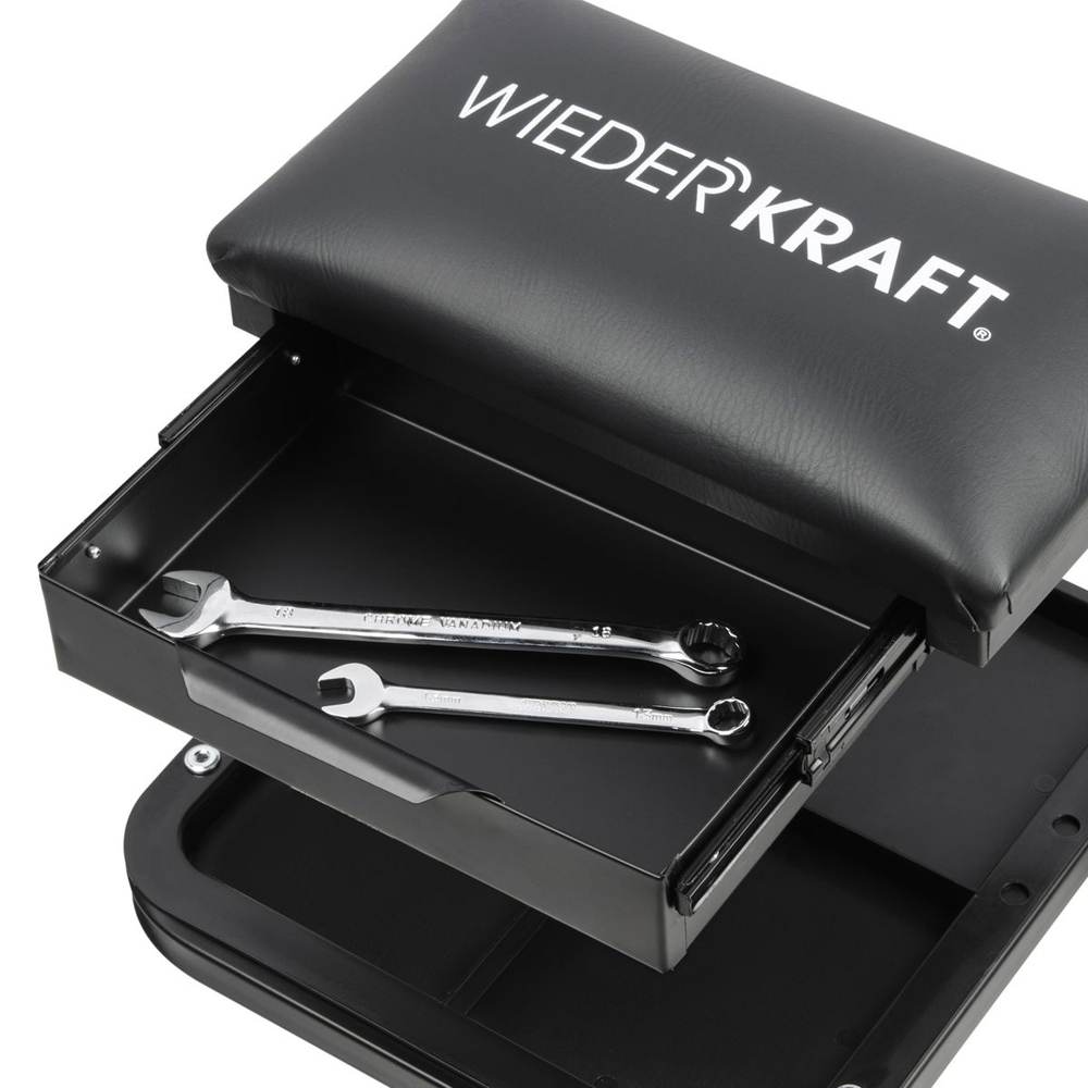 WDK-86030  Табурет ремонтный, полка у основания, ящик для инструментов под сиденьем