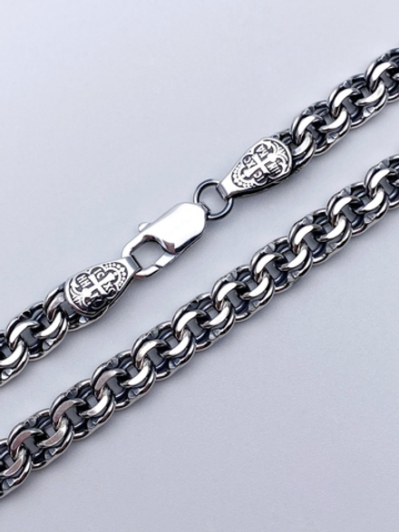 Цепь из серебра/Бисмарк/Чернение/С алмазной огранкой