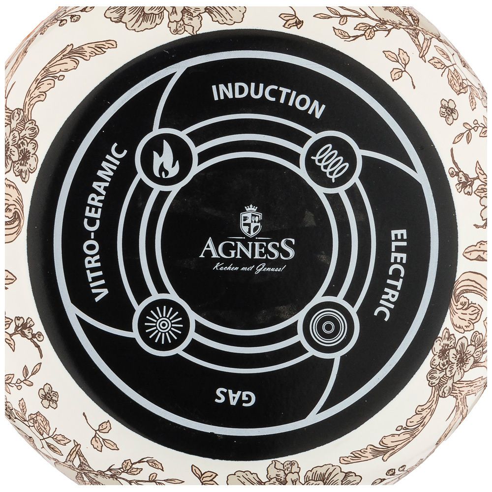 КАСТРЮЛЯ ЭМАЛИРОВАННАЯ AGNESS С КРЫШКОЙ, СЕРИЯ ROYAL GARDEN 3,8Л, ДИА.20СМ ПОДХОДИТ ДЛЯ ИНДУКЦИОН.ПЛ