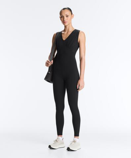 Oysho Длинный комбинезон Light Touch с V-образным вырезом, черный