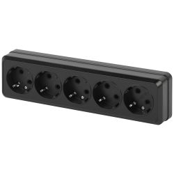 Розетка Intro Quadro 2-210-05 пятерная с заземлением 5х2P+E 16А-250В IP20 ОУ антрацит