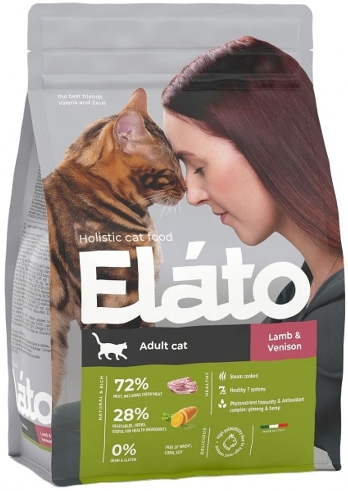 Elato 1,5кг Holistic Сухой корм для кошек, с ягненком и олениной