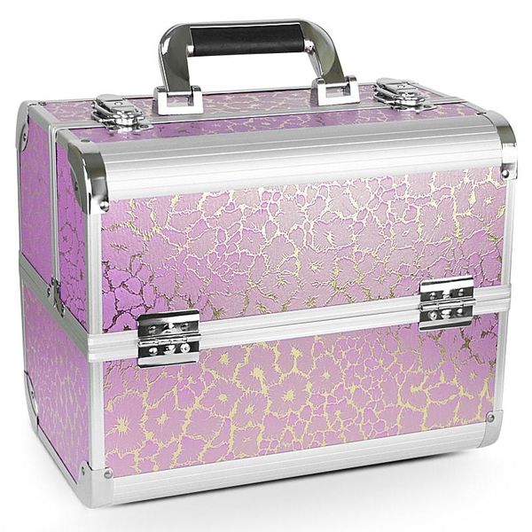 Кейс для косметики и аксессуаров 32х21х26 см Цвет розовый с бликом.