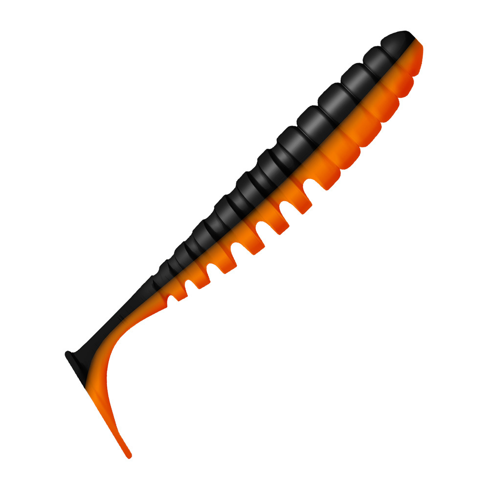 Приманка ZUB-SHAD 100мм(4")-4шт, (цвет 034) черный верх-оранжевый низ