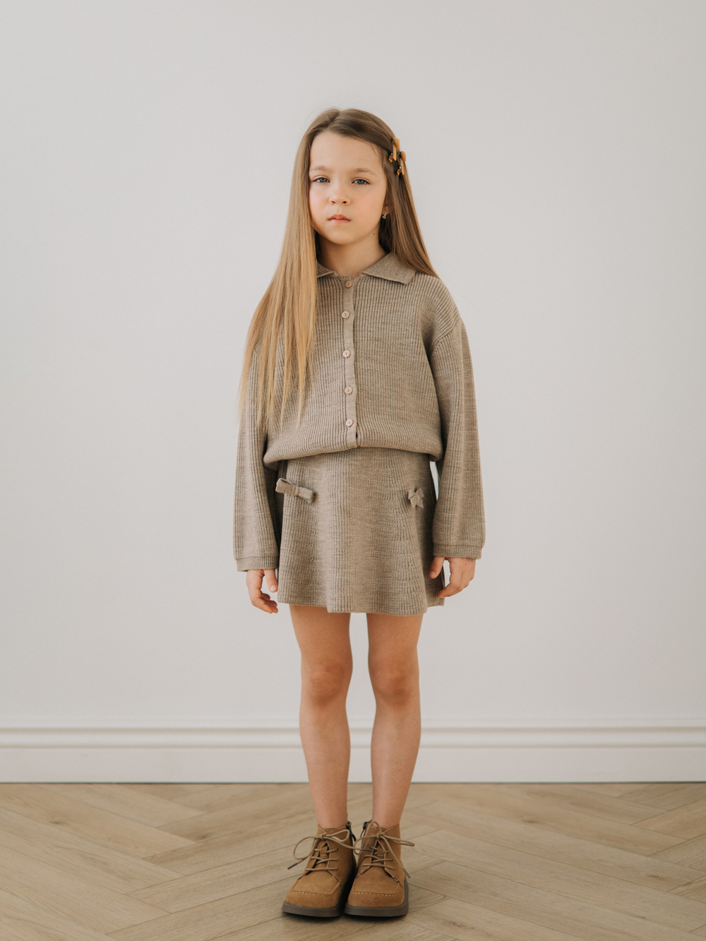 Кардиган с воротником, Бежевый