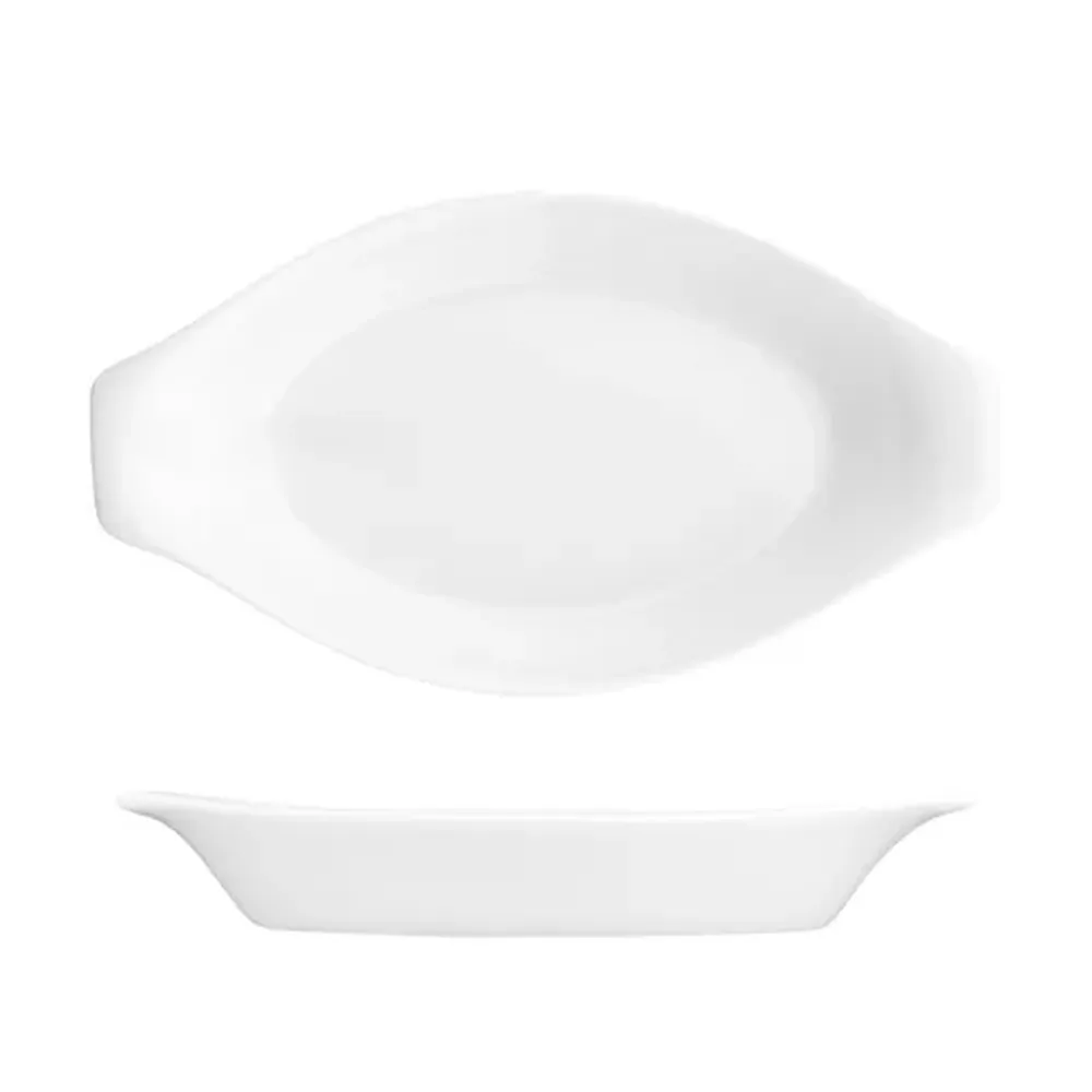 Блюдо овальное 21,5*11,5 см h3,5 см с ручками белое фарфор P.L. Proff Cuisine [9]