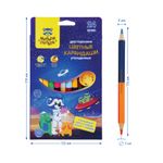 Карандаши цветные Мульти-Пульти "Енот в космосе", 24цв., 12шт., двусторонние, утолщенные, заточен., европодвес