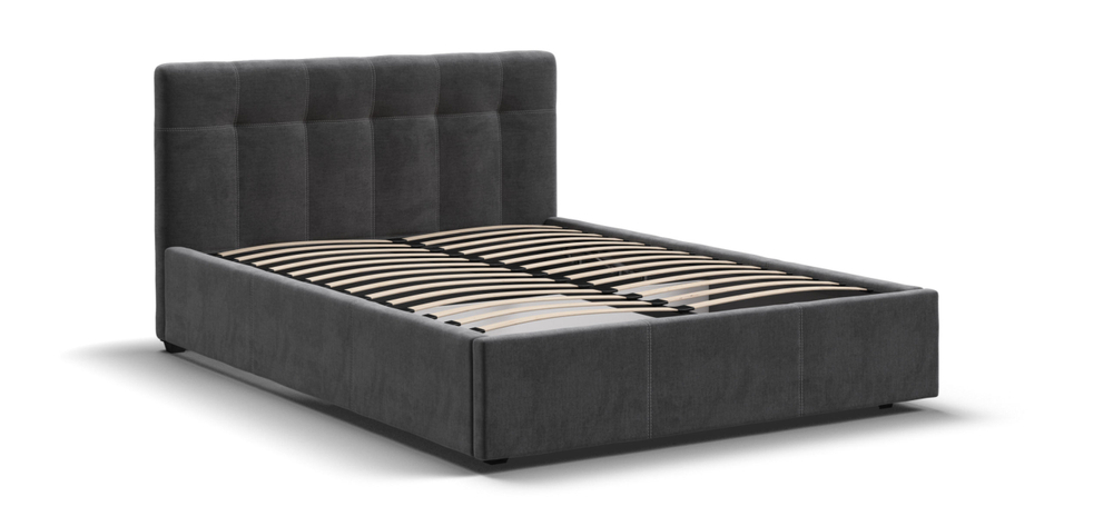 Белла Кровать+ПМ 160 Велюр Монолит серый
