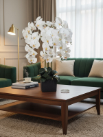 Искусственные Орхидеи белые 5 веток 75см в кашпо Лофт