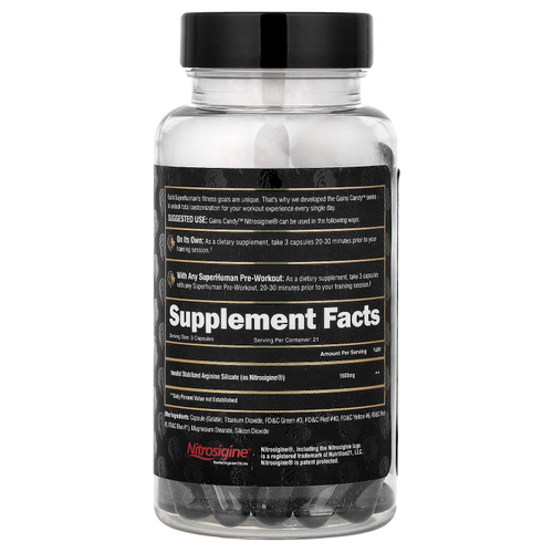 ALPHA LION, Gains Candy, Nitrosigine®, 63 капсулы (500 мг в 1 капсуле)