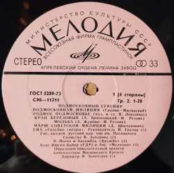 Винтажная виниловая пластинка LP Сборник Подмосковный Сувенир (СССР 1978) (Голубые Гитары, Анофриев, Ротару, Анна Герман)