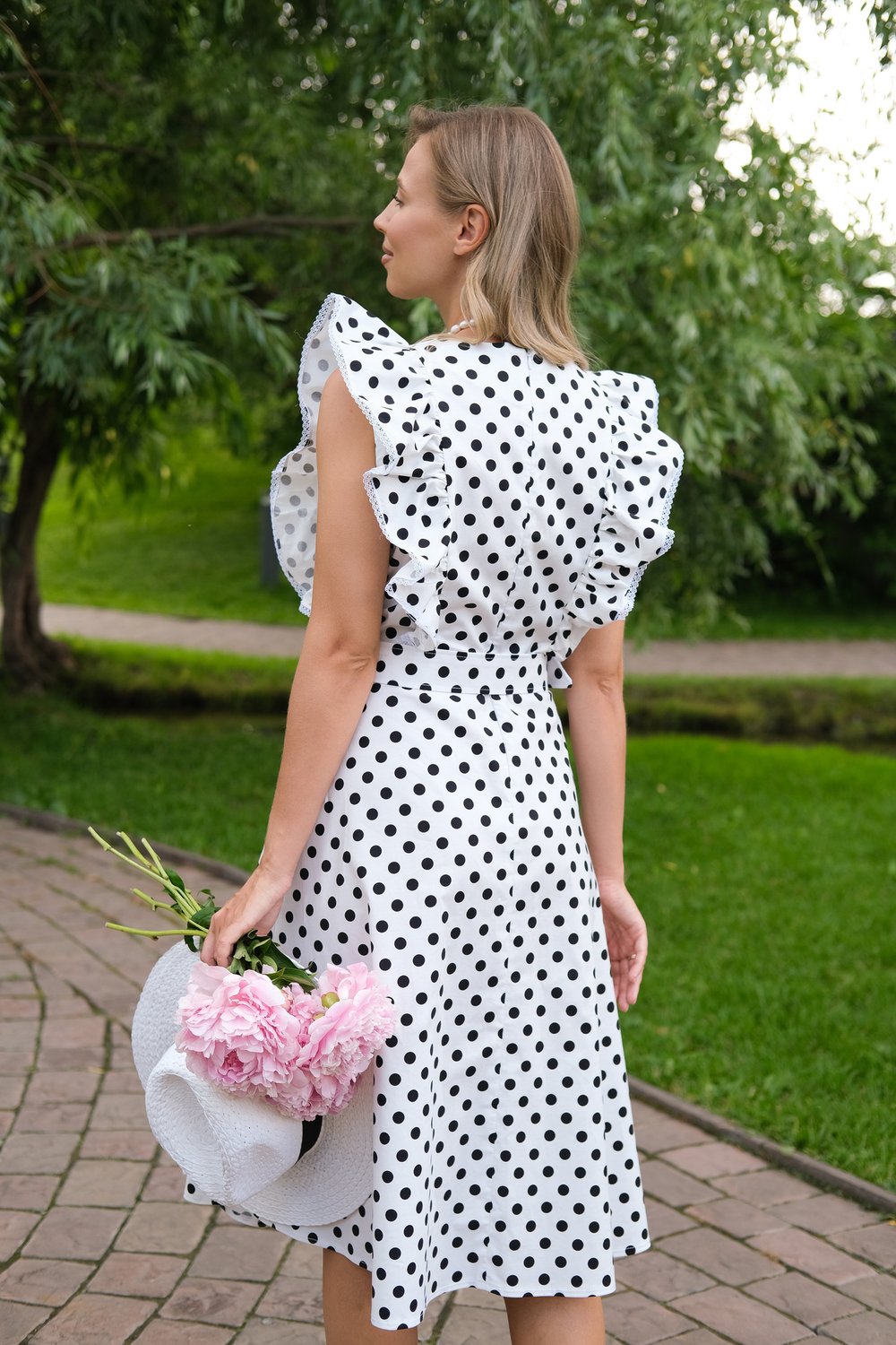 Платье в горошек из хлопка