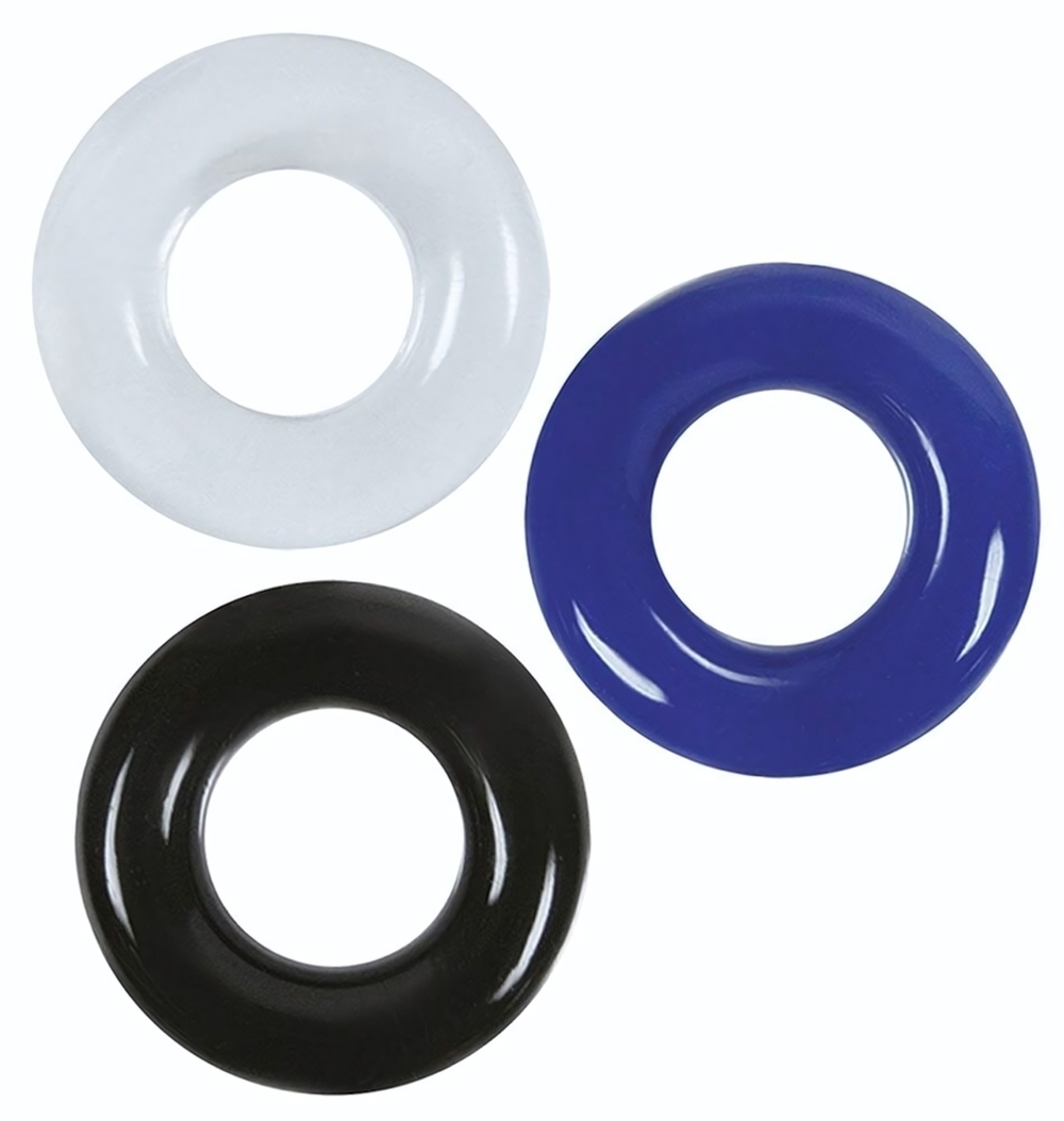 Набор из 3 эрекционных колец без рельефа (Цвет: прозрачный)