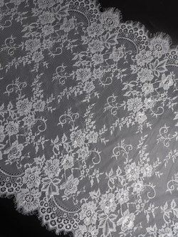 Кружево шантильи для белья теплое белое широкое неэластичное ширина 70 см купон 2,9 м