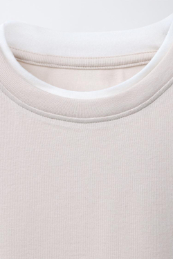 ZARA ДВОЙНАЯ ФУТБОЛКА ИЗ МОДАЛА, ЭКРЮ