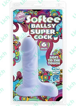 Сиреневый фаллос  с мошонкой SOFTEE
