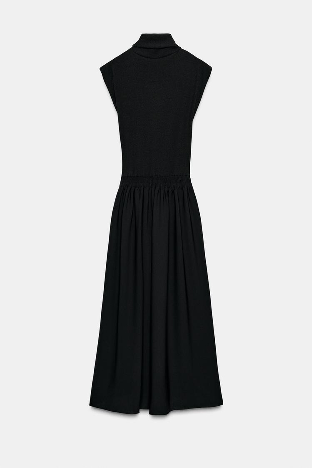 ZARA ДЛИННОЕ КОМБИНИРОВАННОЕ ПЛАТЬЕ, ЧЕРНЫЙ