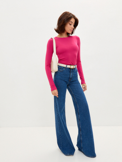 Лонгслив из вискозы в цвете фуксия