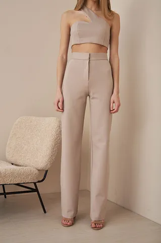 Брюки прямые из джерси цвета какао