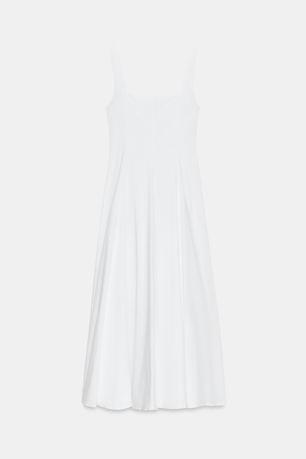 ZARA ПЛАТЬЕ МИДИ ИЗ ПОПЛИНА С ЮБКОЙ ГОДЕ, БЕЛЫЙ