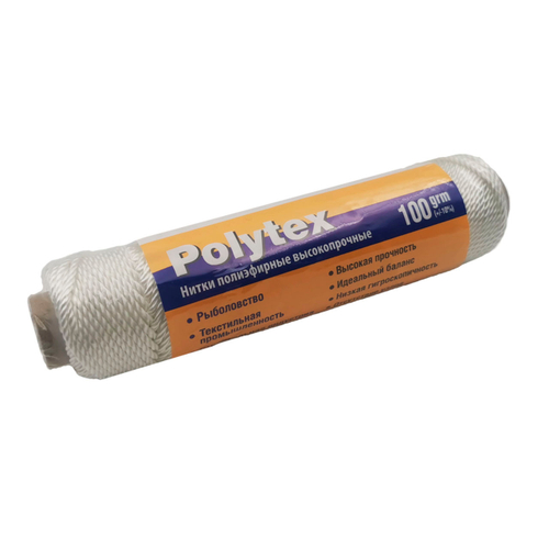 Нитки полиэфирные Polytex, 100 гр.,   210 den/72 (2,20 мм.), белые