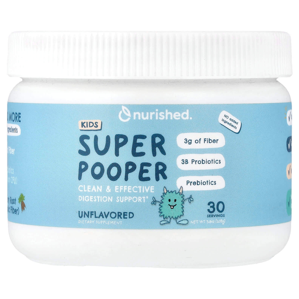 Nurished, Super Pooper, добавка для детей, без добавок, 108 г (3,8 унции)