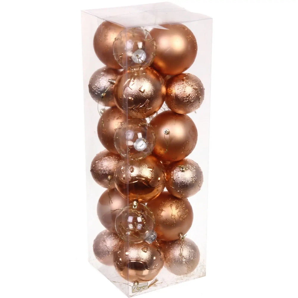 Набор шаров «Wonderful highlights» 8 см + 10 см (24 предмета), Шампань