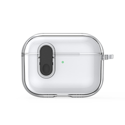 Прозрачный чехол с черной кнопкой для наушников AirPods Pro 3, серия PECL Series от Dux Ducis, в комплекте с карабином