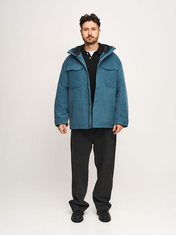 Куртка с диагональными карманами аквамариновая - фото 1