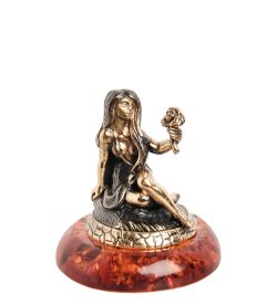 AM- 989 Фигурка «Знак зодиака - Дева» (латунь, янтарь)