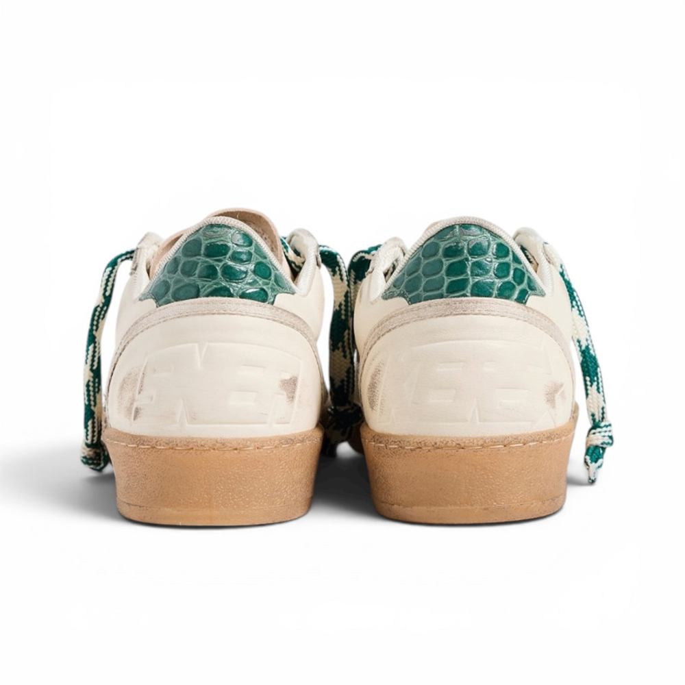 Женские Golden Goose Ball Star LTD with Green Crocodile Print Star and Heel Tab