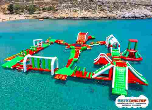 Аквапарки на воде\Большой надувной аквапарк «Фруктовый бум» с горками 31×27×5