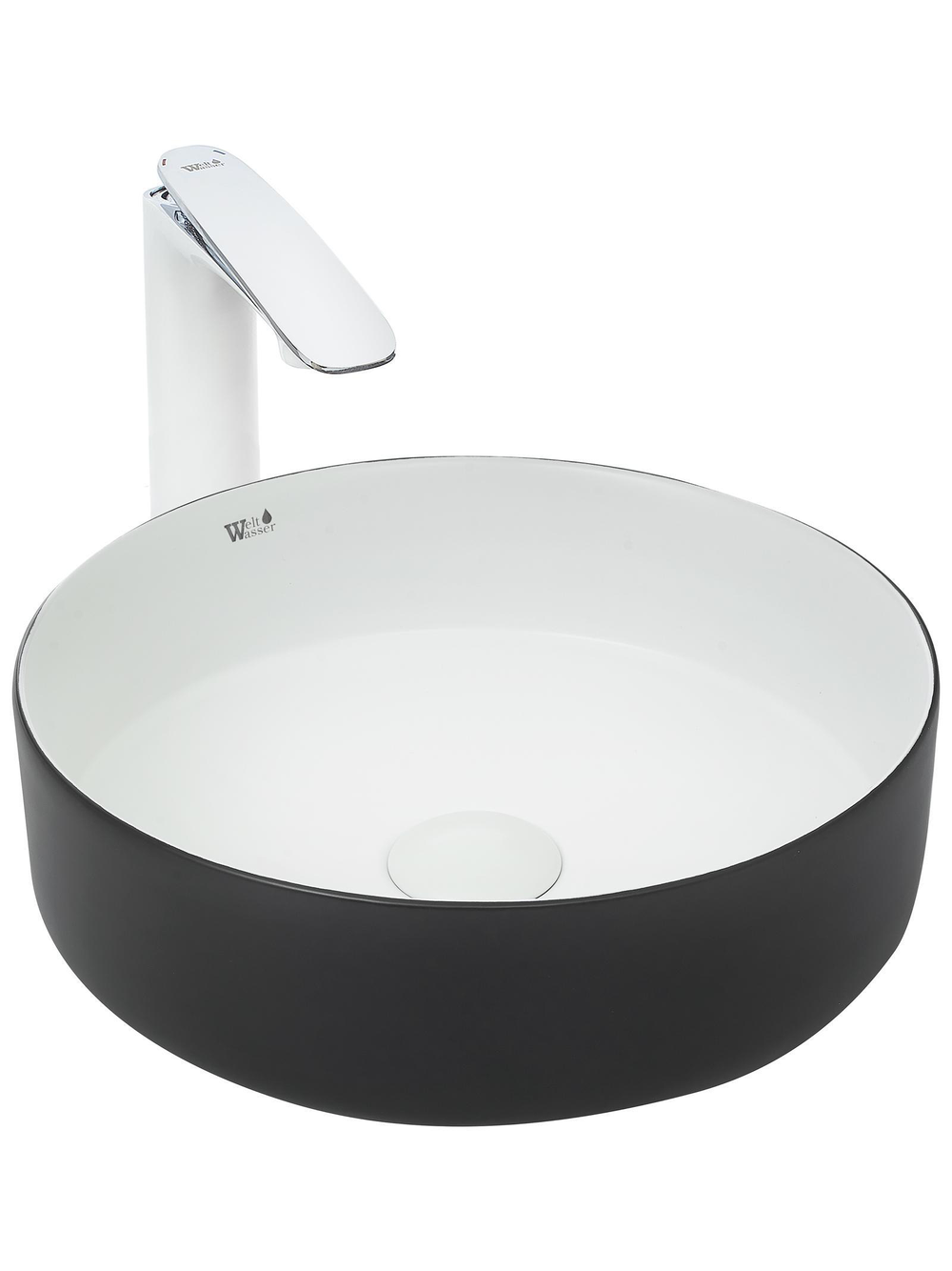 Раковина накладная (черная белая) WeltWasser WW  ELBACH M3134 BW 355х355х120