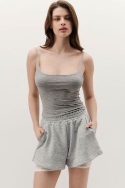 Топ на бретелях из вискозы цвета серый меланж