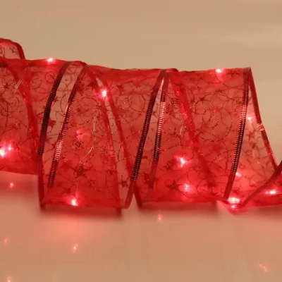 Гирлянда для дома ЛЕНТА ДЕКОРАТИВНАЯ «Волшебство» 2,0 м, 6 см, 20 ламп LED (на батарейках), Красный (подсветка красный)
