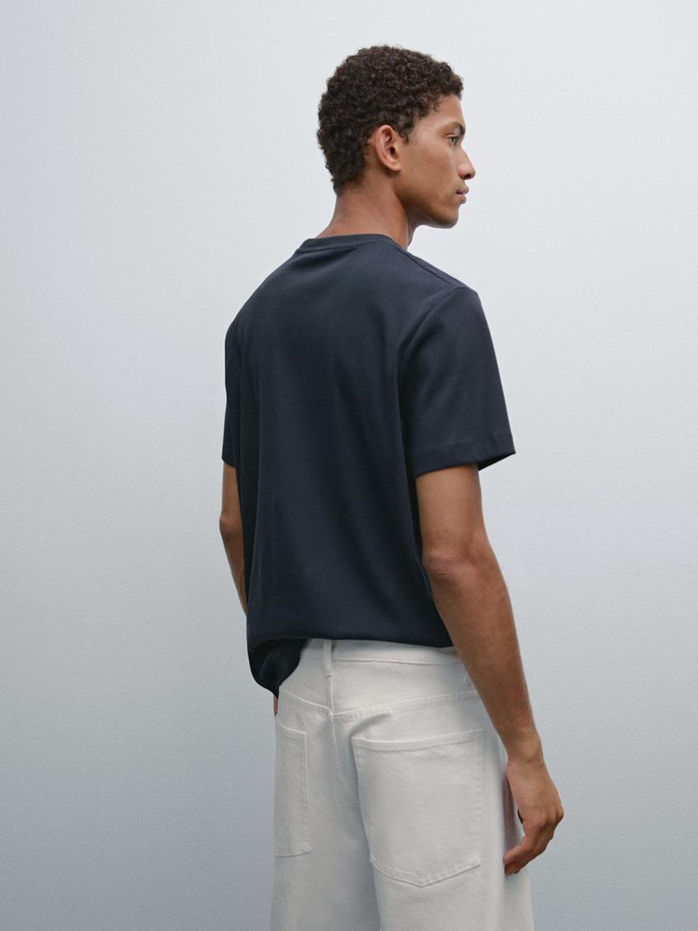 Massimo Dutti Футболка из 100% хлопка, синий